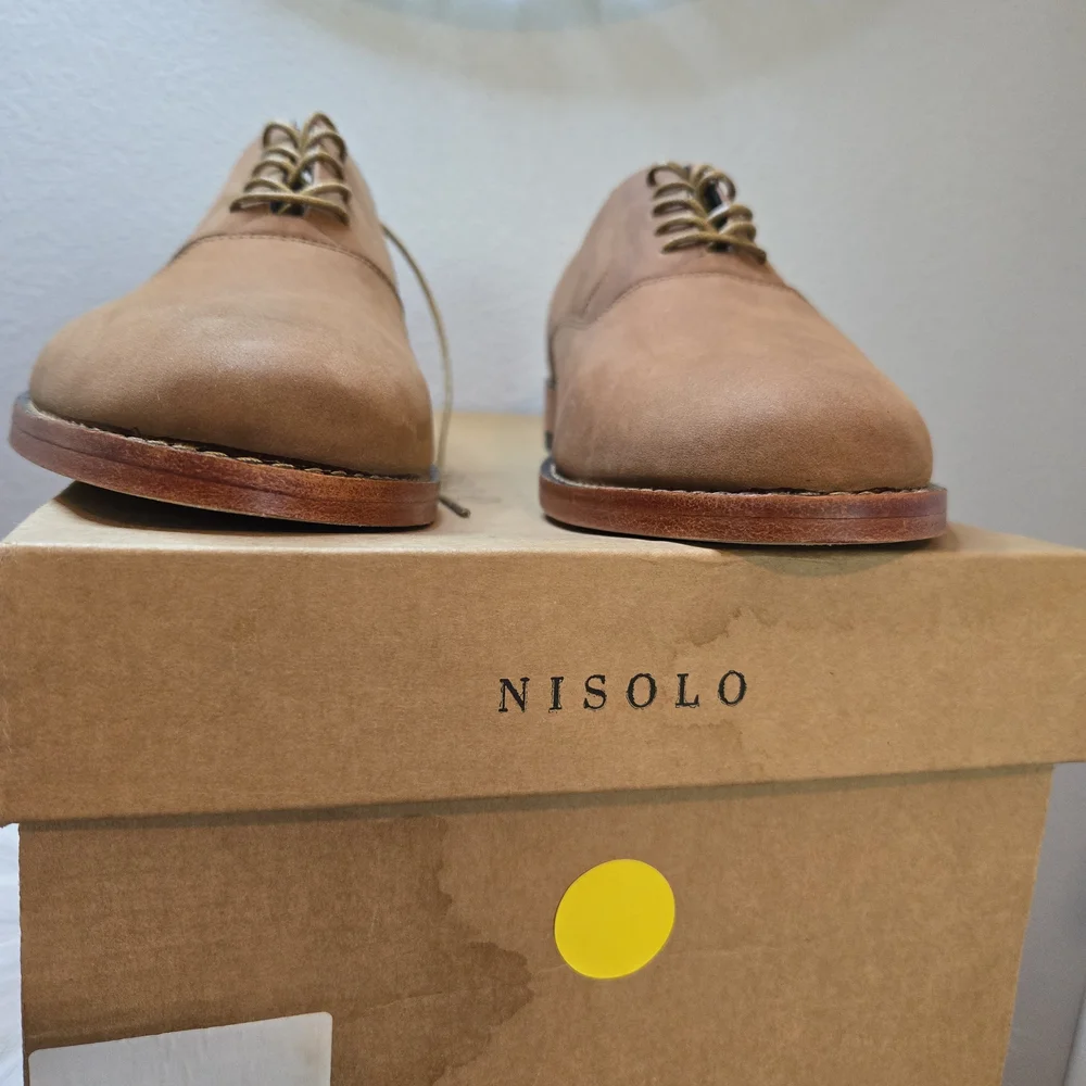 Nisolo Calano Oak Color Oxford Elegant Leather Men's Shoes - Picture 3 of 12